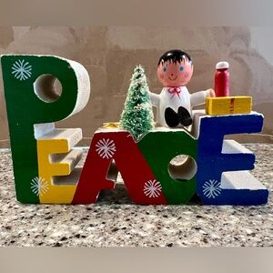 Vintage Peace Christmas Candle Holder